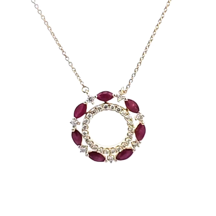 14KY Ruby and Diamond Circle Necklace