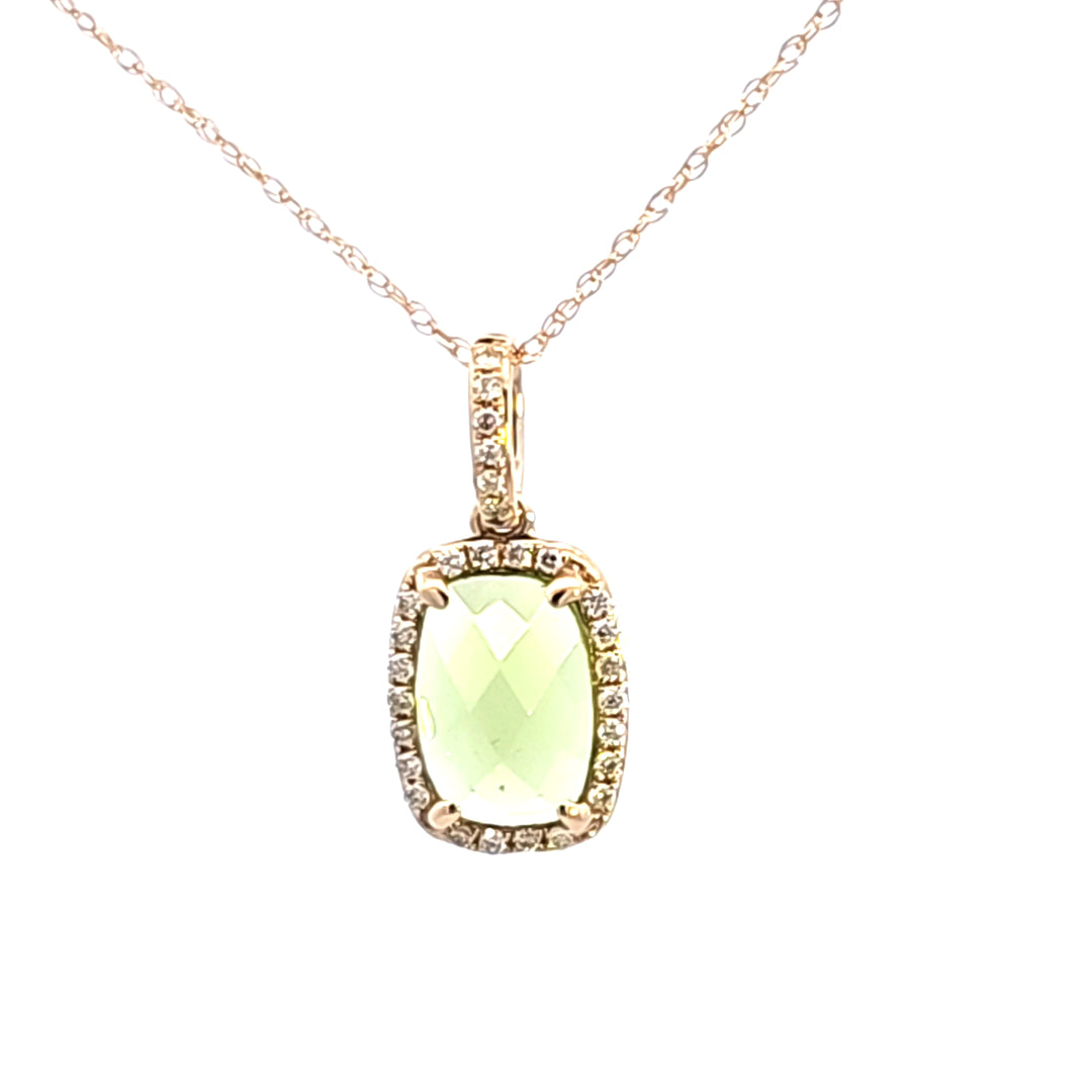 14KY Peridot and Diamond Pendant Necklace