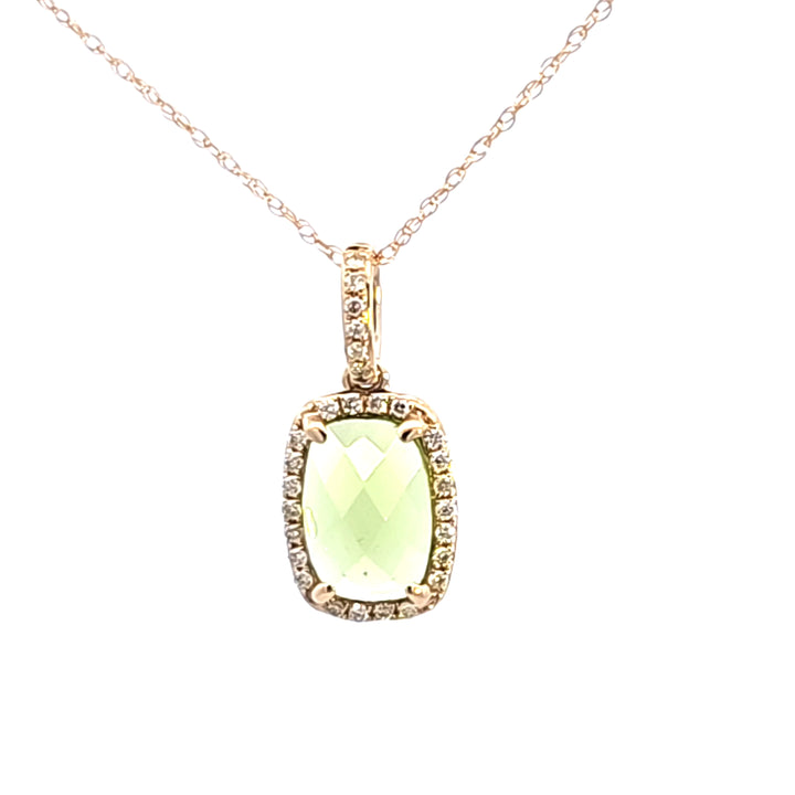 14KY Peridot and Diamond Pendant Necklace