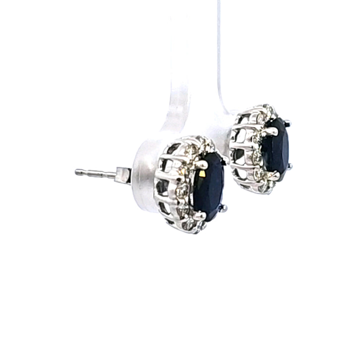 14KW Blue Sapphire and Diamond Earrings