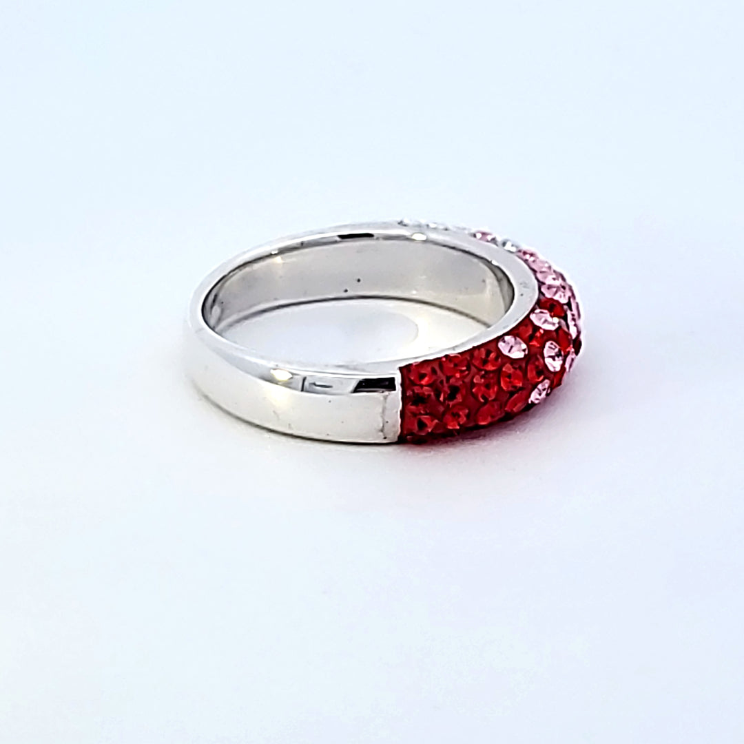 Sterling Silver Light Siam Crystal Ring