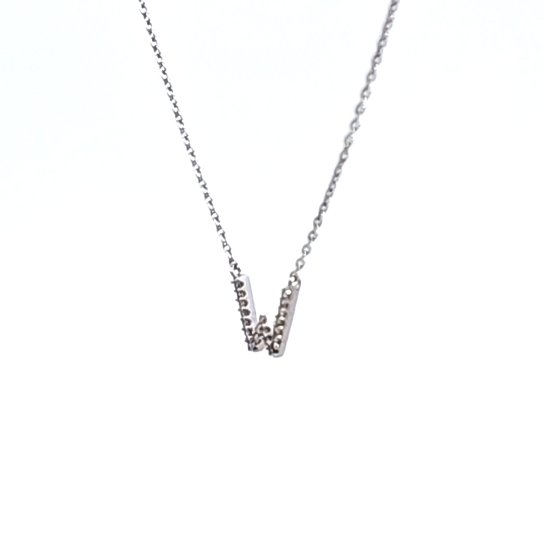 10KW Diamond Initial W Necklace