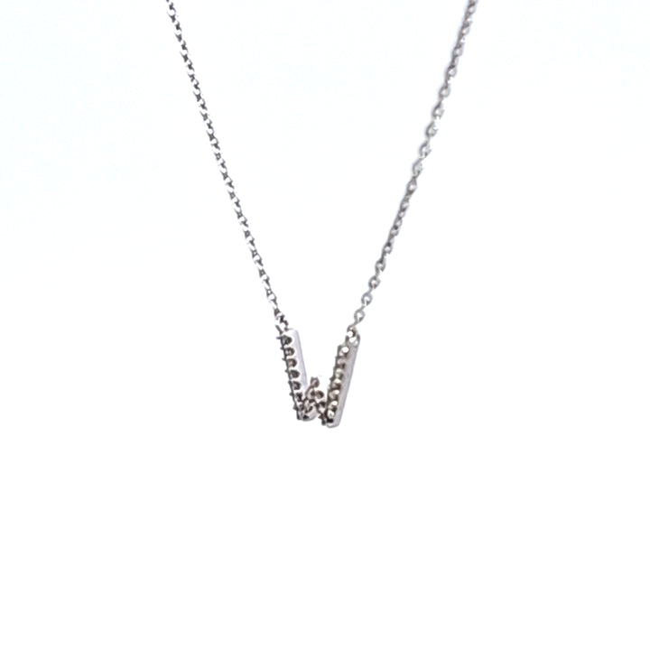 10KW Diamond Initial W Necklace