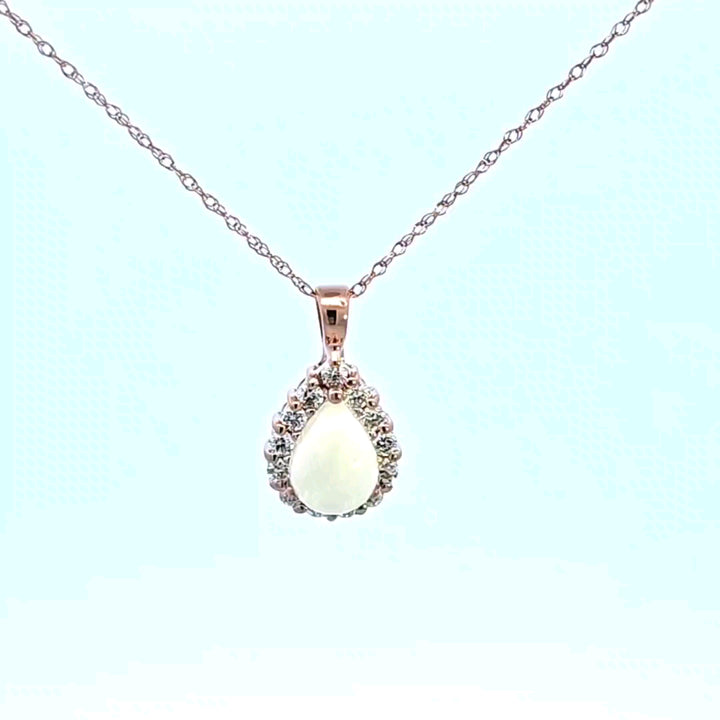14KR Opal and Diamond Pendant