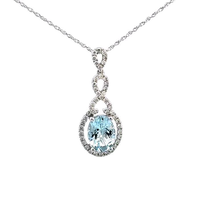 14KW Aquamarine and Diamond Pendant