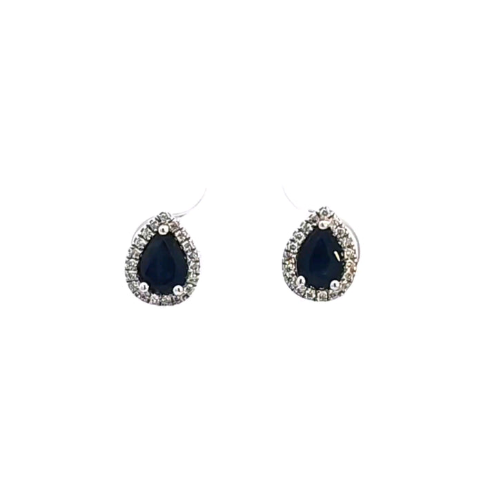 14KW Blue Sapphire and Diamond Earrings