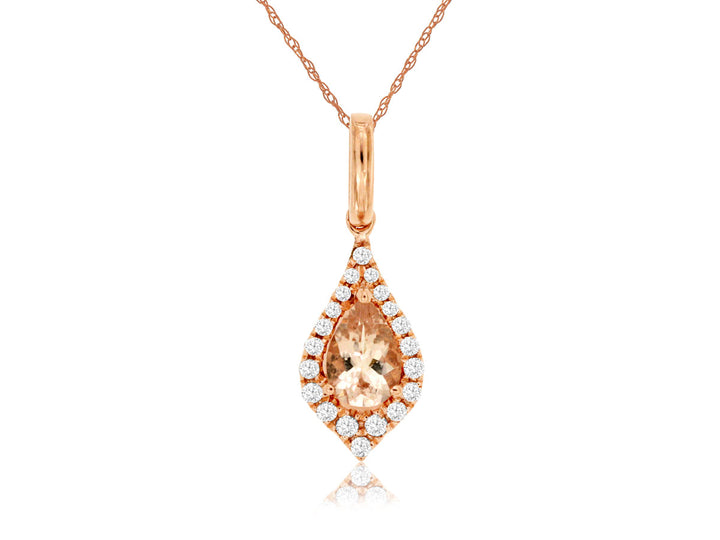 14KY Morganite and Diamond Pendant Necklace