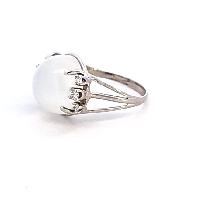14KW Moonstone and Diamond Estate Ring