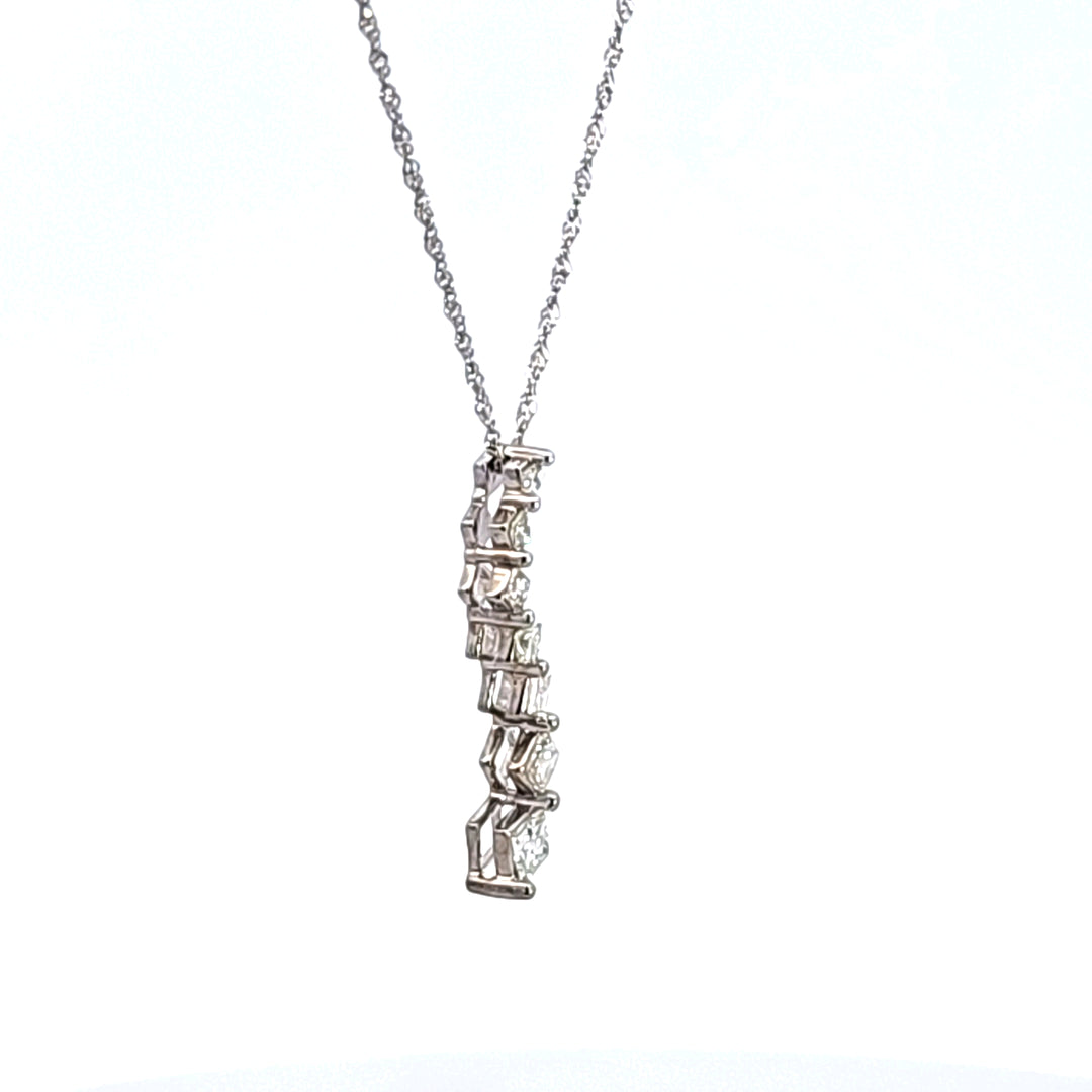 14KW Princess Cut Diamond Journey Pendant