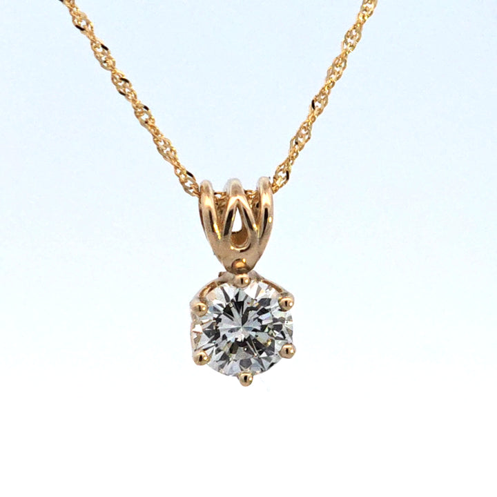 14KY Diamond Solitaire Pendant