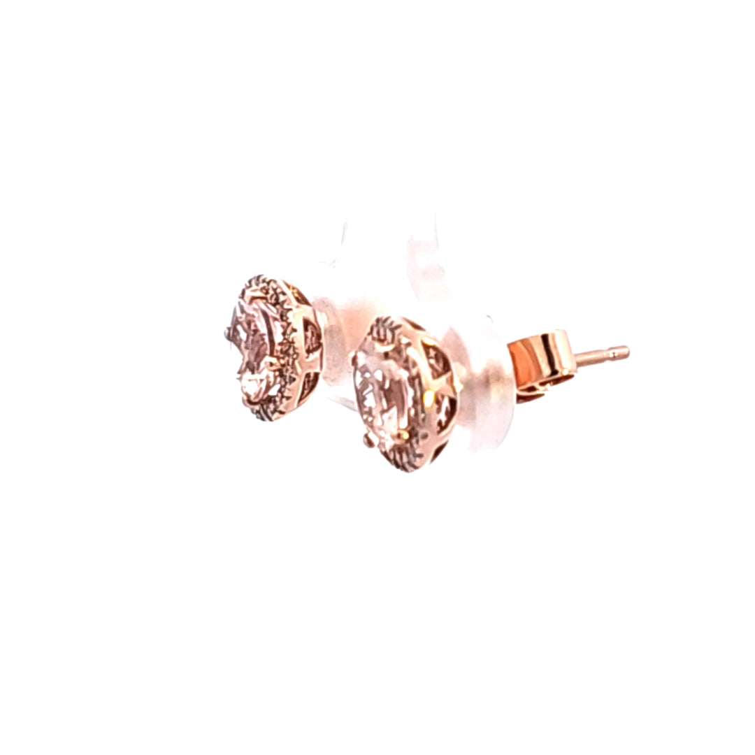 14KR Pink Morganite and Diamond Earrings
