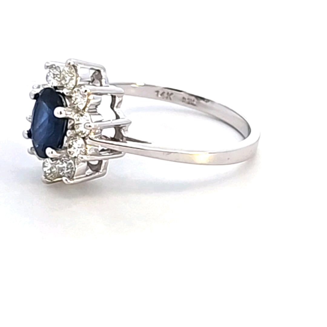 14KW Blue Sapphire and Diamond Ring