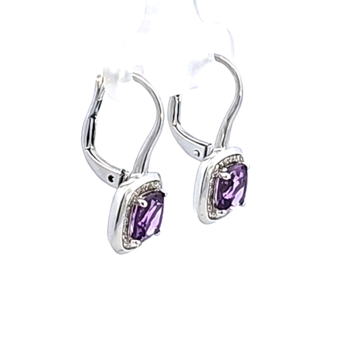 14KW Amethyst and Diamond Drop Earrings
