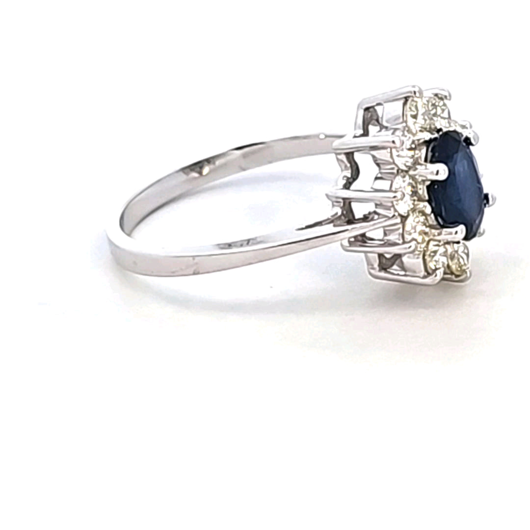 14KW Blue Sapphire and Diamond Ring