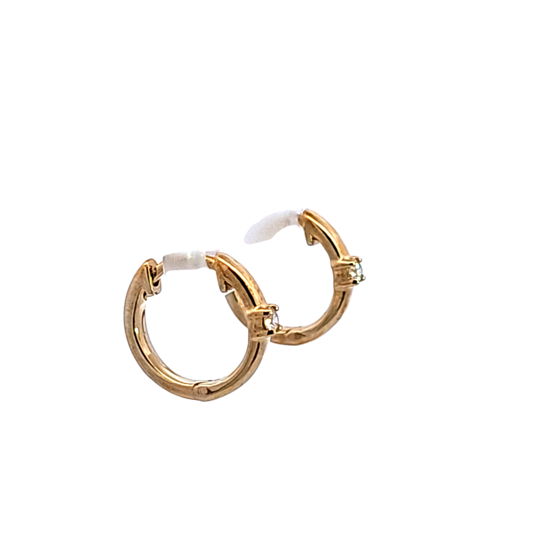 10KY Diamond Petite Hoop Earrings
