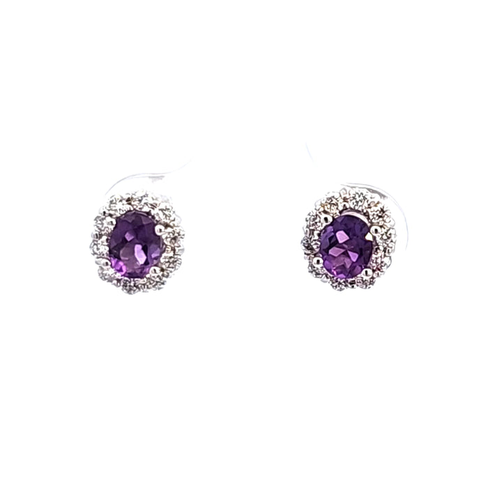 14KW Amethyst and Diamond Earrings
