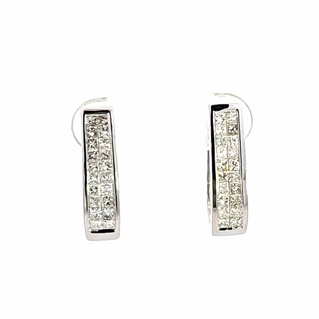 14KW Princess Cut Diamond Hoop Earrings