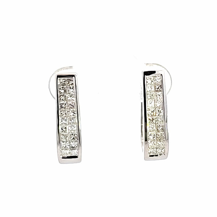 14KW Princess Cut Diamond Hoop Earrings