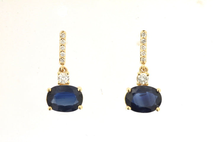 14KY Sapphire and Diamond Drop Earrings