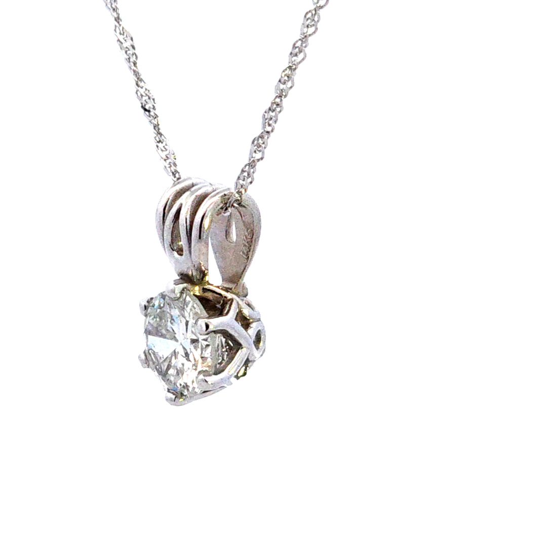 14KW Diamond Solitaire Pendant