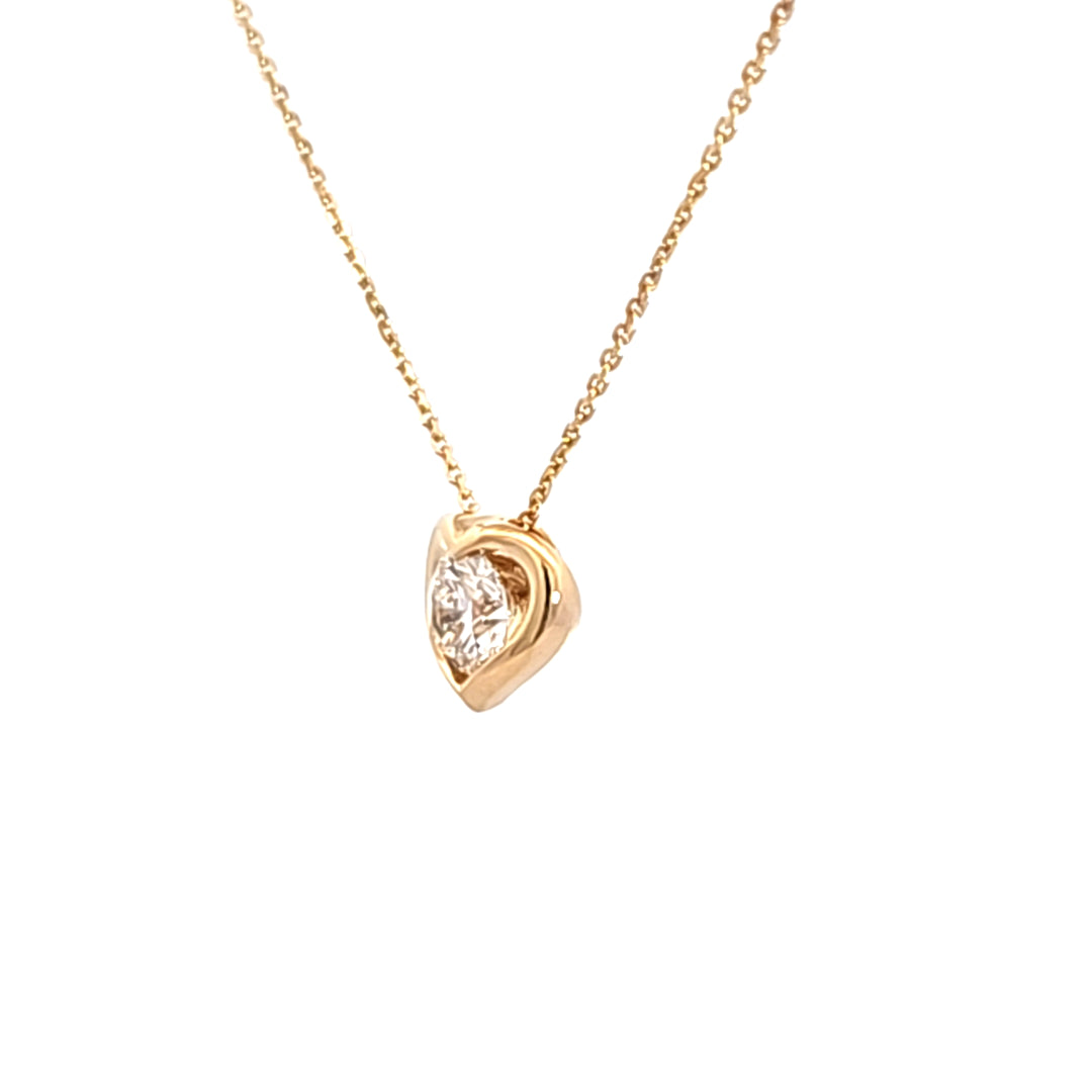 18KY Hearts On Fire Whimsical Heart Single Diamond Necklace