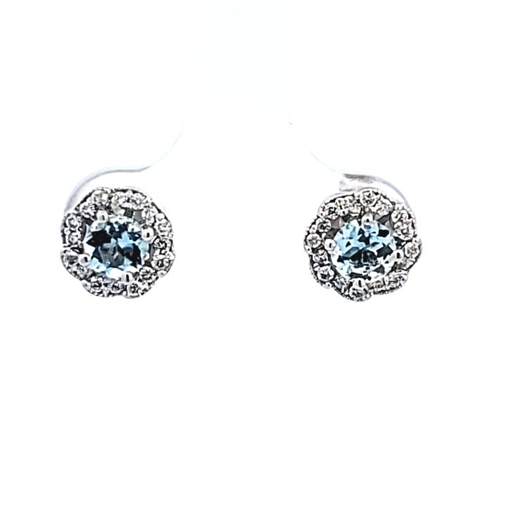 14KW Aquamarine and Diamond Earrings
