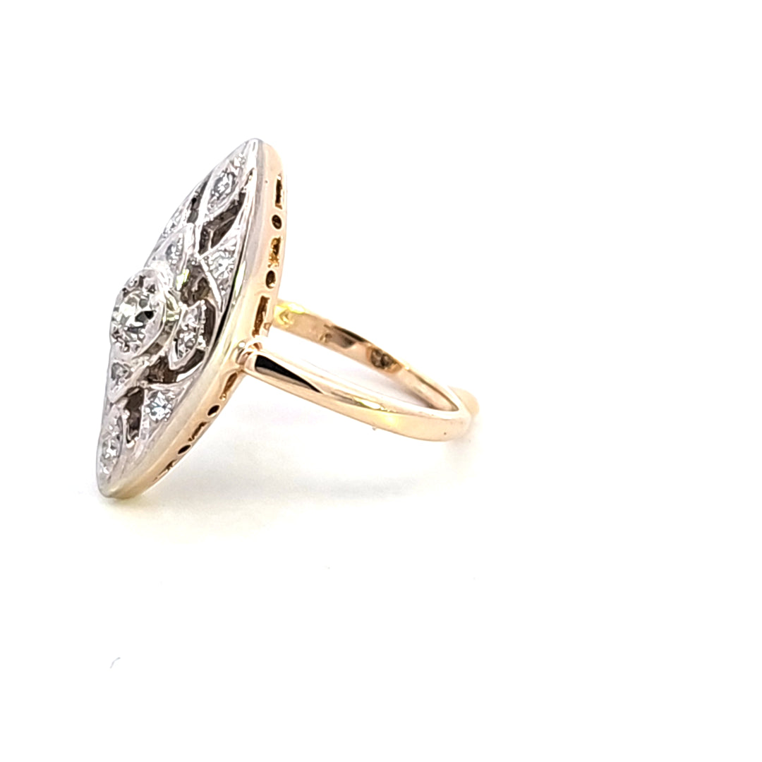 14KTT Diamond Openwork Estate Ring