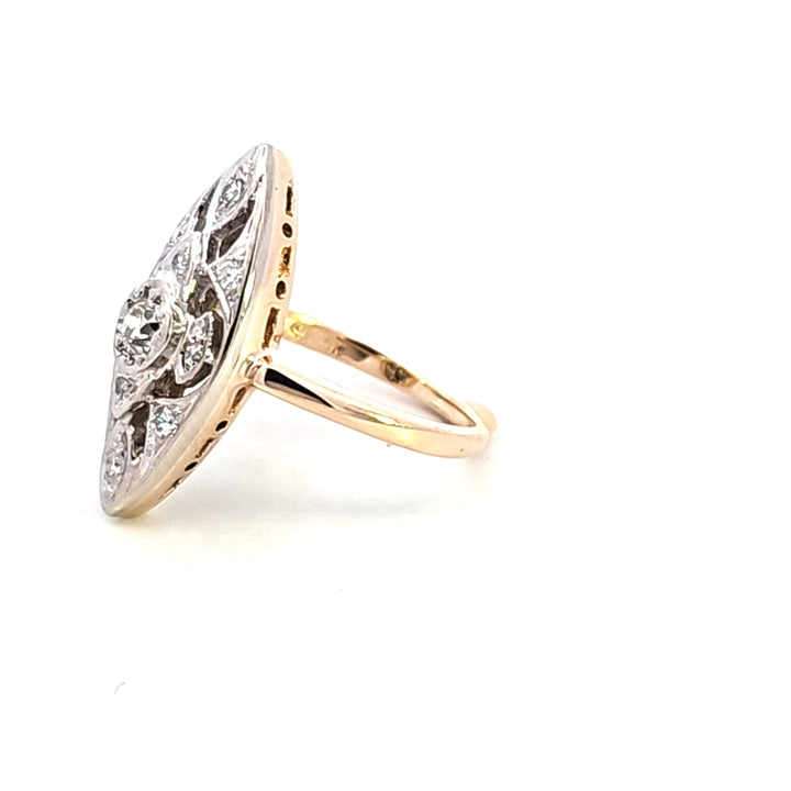 14KTT Diamond Openwork Estate Ring