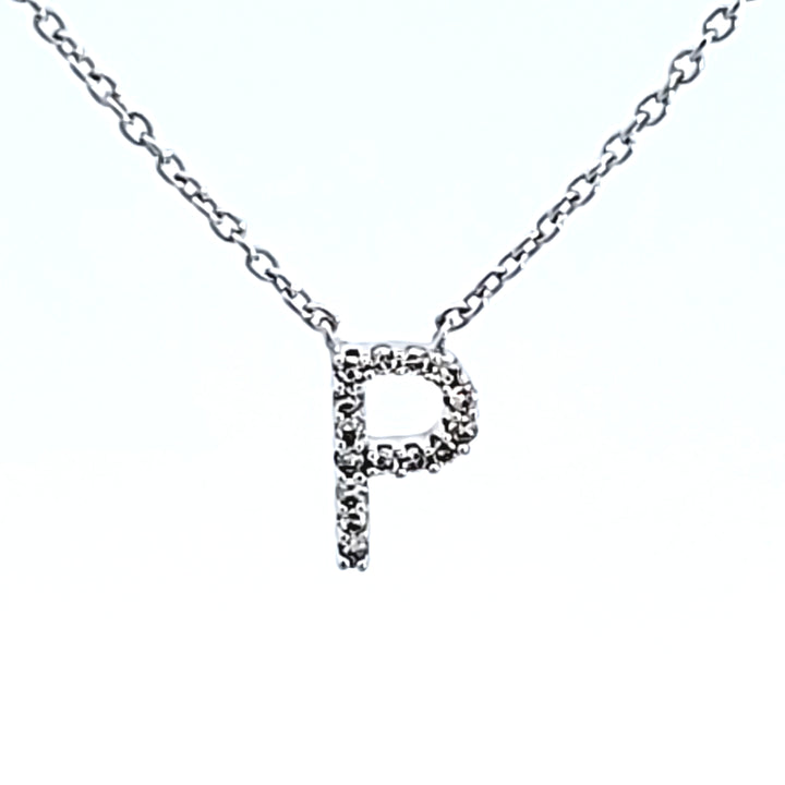 10KW Diamond Initial P Necklace