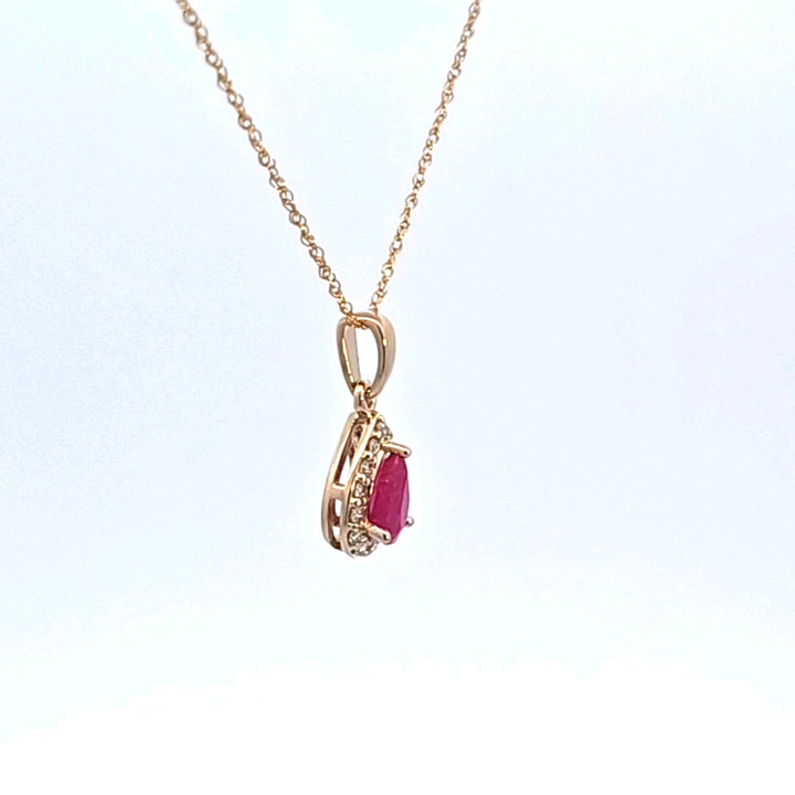14KY Ruby and Diamond Pendant