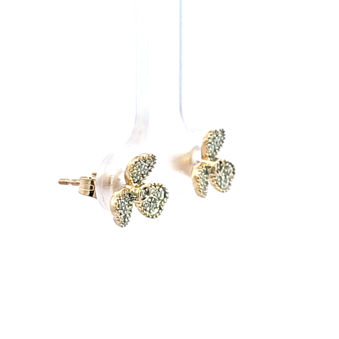 14KY Diamond Floral Earrings
