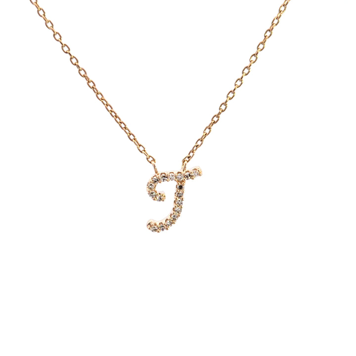 10KY Diamond Script Initial T Necklace