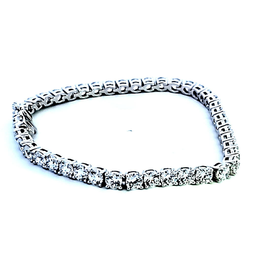 Sterling Silver and Platinum 11 ctw CZ Tennis Bracelet