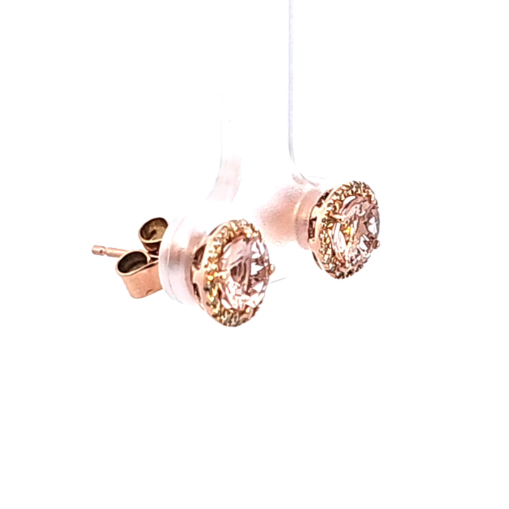 14KR Pink Morganite and Diamond Earrings