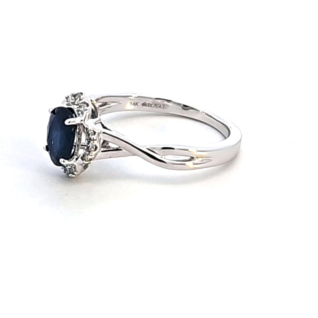 14KW Blue Sapphire and Diamond Ring