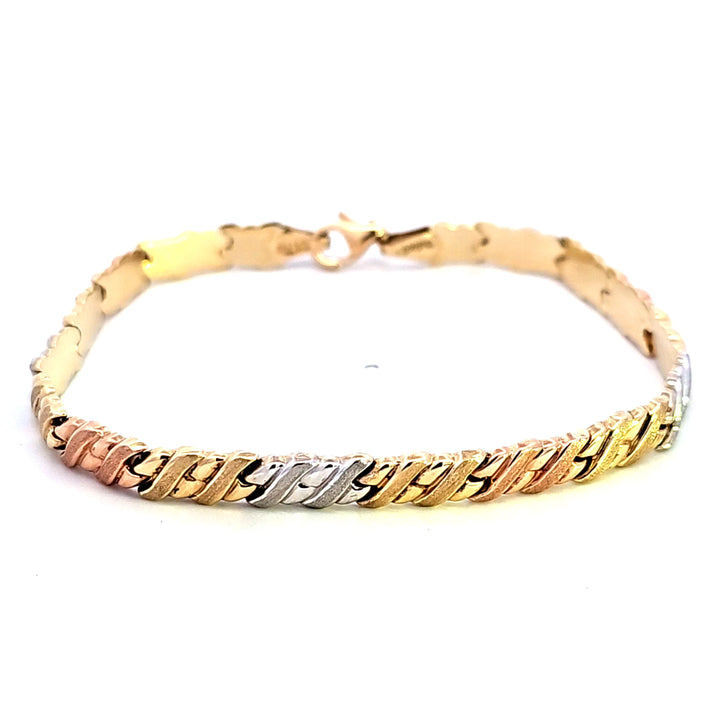 14K Tri-Color Link Bracelet