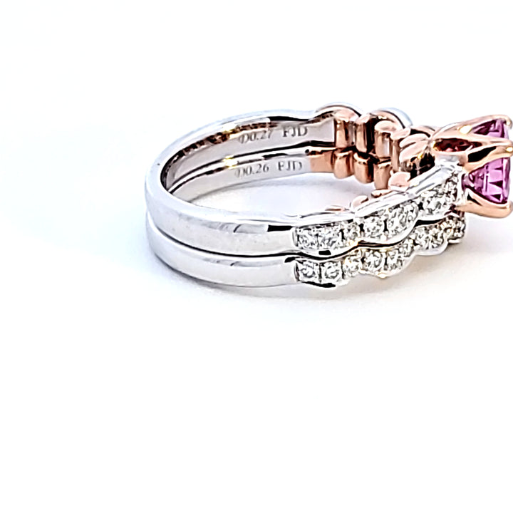 14KTT Round Pink Sapphire Wedding Set