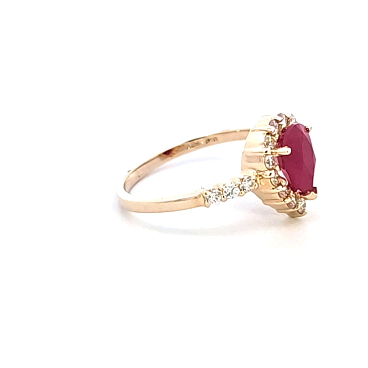 14KY Pear Ruby and Diamond Ring