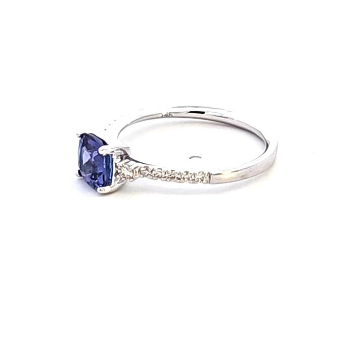 14KW Cushion Tanzanite and Diamond Fashion Ring