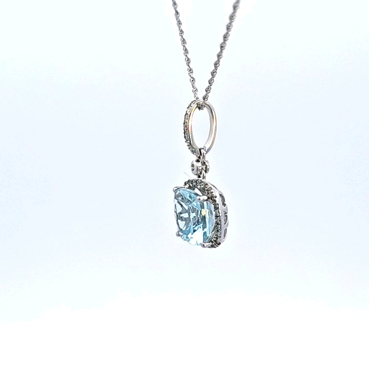 14KW Aquamarine and Diamond Pendant