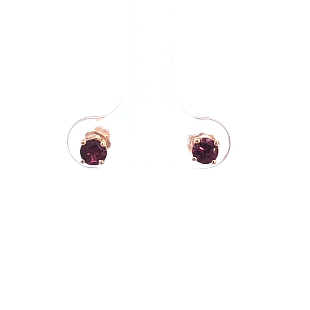 14KR Rhodolite Garnet Stud Earrings
