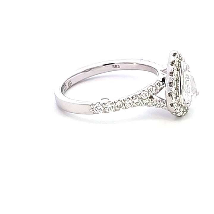 14KW Pear Crisscut Diamond Engagement Ring
