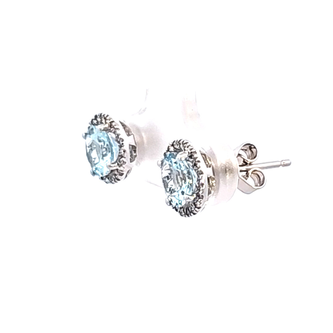 14KW Aquamarine and Diamond Earrings