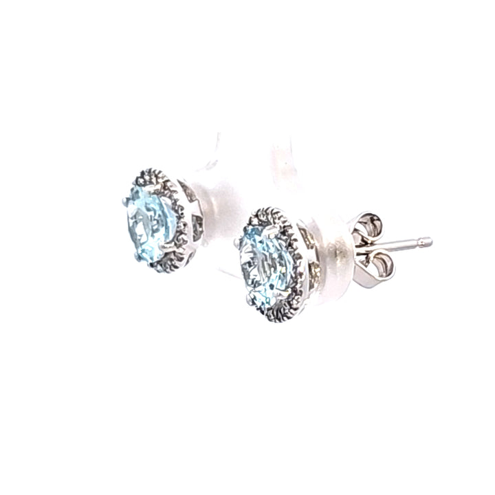 14KW Aquamarine and Diamond Earrings