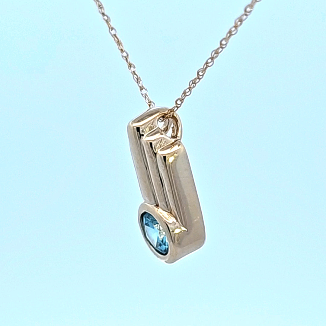 14KY Blue Zircon Estate Pendant