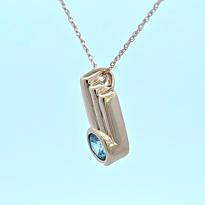 14KY Blue Zircon Estate Pendant