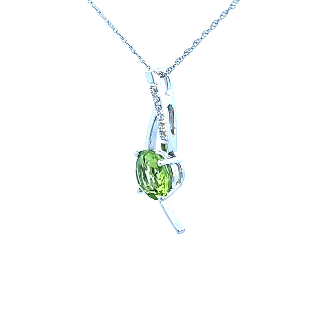 14KW Peridot and Diamond Pendant