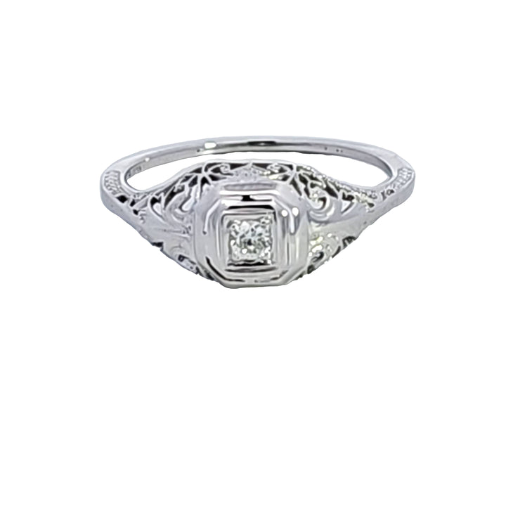 18KW Diamond Engagement Estate Ring