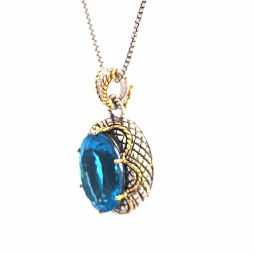 Sterling Silver and Blue Topaz A. Candela Estate Pendant