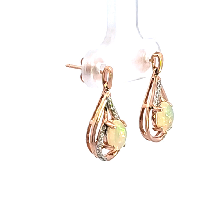 14KR Opal and Diamond Earrings